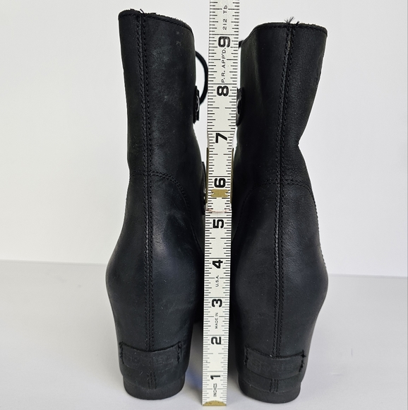 SOREL Joan of Arctic Wedge Lace Up Leather Boots 8.5 Black - Picture 4 of 12